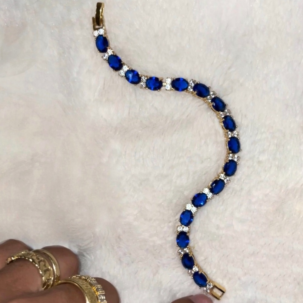 18K Sapphire & Diamond Tennis Bracelet